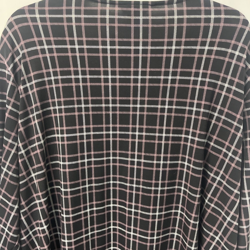 Liz Claiborne Women's Stretch Polyester Blouse 3/4 Sleeve Plaid Knot Size 3X - Picture 10 of 11